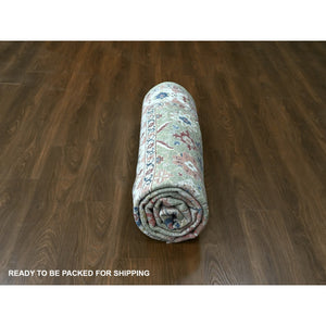 8'x9'10" Artichoke Green, All Over Heriz Design, Natural Dyes, Plush And Lush, Hand Knotted, Pure Wool, Oriental Rug FWR61956