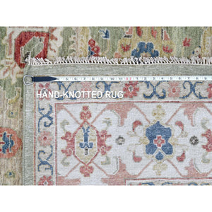 8'x9'10" Artichoke Green, All Over Heriz Design, Natural Dyes, Plush And Lush, Hand Knotted, Pure Wool, Oriental Rug FWR61956