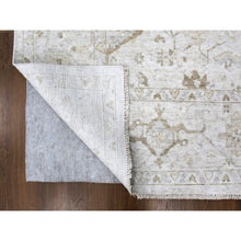 Load image into Gallery viewer, 9&#39;x12&#39; Oyster Gray, Vintage Tabriz All Over Design, Zero Pile, Hand Knotted, Oxidized Wool, Stone Washed, Oriental Rug FWR61968