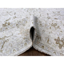 Load image into Gallery viewer, 9&#39;x12&#39; Oyster Gray, Vintage Tabriz All Over Design, Zero Pile, Hand Knotted, Oxidized Wool, Stone Washed, Oriental Rug FWR61968