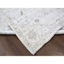 Load image into Gallery viewer, 9&#39;x12&#39; Oyster Gray, Vintage Tabriz All Over Design, Zero Pile, Hand Knotted, Oxidized Wool, Stone Washed, Oriental Rug FWR61968
