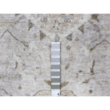 Load image into Gallery viewer, 9&#39;x12&#39; Oyster Gray, Vintage Tabriz All Over Design, Zero Pile, Hand Knotted, Oxidized Wool, Stone Washed, Oriental Rug FWR61968
