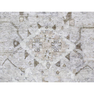 9'x12' Oyster Gray, Vintage Tabriz All Over Design, Zero Pile, Hand Knotted, Oxidized Wool, Stone Washed, Oriental Rug FWR61968
