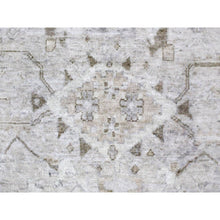 Load image into Gallery viewer, 9&#39;x12&#39; Oyster Gray, Vintage Tabriz All Over Design, Zero Pile, Hand Knotted, Oxidized Wool, Stone Washed, Oriental Rug FWR61968