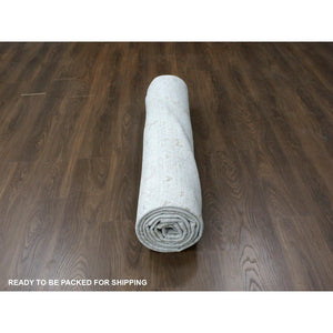 9'x12' Oyster Gray, Vintage Tabriz All Over Design, Zero Pile, Hand Knotted, Oxidized Wool, Stone Washed, Oriental Rug FWR61968