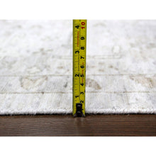 Load image into Gallery viewer, 9&#39;x12&#39; Oyster Gray, Vintage Tabriz All Over Design, Zero Pile, Hand Knotted, Oxidized Wool, Stone Washed, Oriental Rug FWR61968