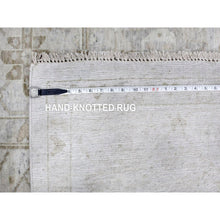 Load image into Gallery viewer, 9&#39;x12&#39; Oyster Gray, Vintage Tabriz All Over Design, Zero Pile, Hand Knotted, Oxidized Wool, Stone Washed, Oriental Rug FWR61968