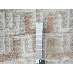 2'1"x3' Bone White, Minimalist Swedish Design, Hand Knotted, Organic Wool, Mat, Sample, Oriental Rug FWR61974