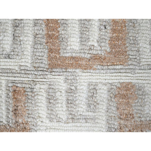 2'1"x3' Bone White, Minimalist Swedish Design, Hand Knotted, Organic Wool, Mat, Sample, Oriental Rug FWR61974