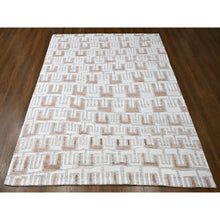 Load image into Gallery viewer, 9&#39;3&quot;x11&#39;9&quot; Bone White, Minimalist Swedish Design, Flat Weave with Pile, Hand Knotted, Organic Wool, Oriental Rug FWR61992