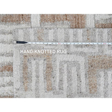Load image into Gallery viewer, 9&#39;3&quot;x11&#39;9&quot; Bone White, Minimalist Swedish Design, Flat Weave with Pile, Hand Knotted, Organic Wool, Oriental Rug FWR61992