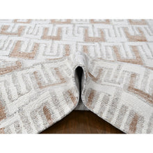 Load image into Gallery viewer, 9&#39;x12&#39;4&quot; Swan White, Natural Wool, Minimalist Swedish Design, Flat Weave with Pile, Hand Knotted, Oriental Rug FWR61998