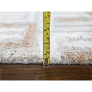 9'x12'4" Swan White, Natural Wool, Minimalist Swedish Design, Flat Weave with Pile, Hand Knotted, Oriental Rug FWR61998