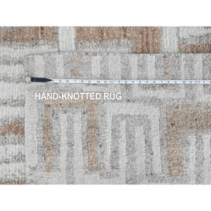 9'x12'4" Swan White, Natural Wool, Minimalist Swedish Design, Flat Weave with Pile, Hand Knotted, Oriental Rug FWR61998