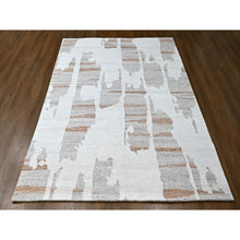 Load image into Gallery viewer, 9&#39;2&quot;x12&#39; Bone White, Hand Knotted, Minimalist Swedish Design, Flat Weave with Pile, 100% Wool, Oriental Rug FWR62004