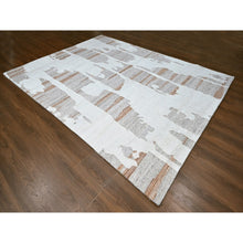 Load image into Gallery viewer, 9&#39;2&quot;x12&#39; Bone White, Hand Knotted, Minimalist Swedish Design, Flat Weave with Pile, 100% Wool, Oriental Rug FWR62004