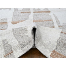 Load image into Gallery viewer, 9&#39;2&quot;x12&#39; Bone White, Hand Knotted, Minimalist Swedish Design, Flat Weave with Pile, 100% Wool, Oriental Rug FWR62004