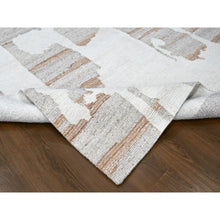 Load image into Gallery viewer, 9&#39;2&quot;x12&#39; Bone White, Hand Knotted, Minimalist Swedish Design, Flat Weave with Pile, 100% Wool, Oriental Rug FWR62004