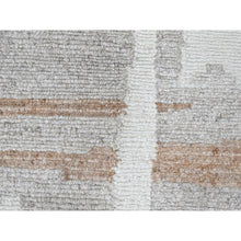 Load image into Gallery viewer, 9&#39;2&quot;x12&#39; Bone White, Hand Knotted, Minimalist Swedish Design, Flat Weave with Pile, 100% Wool, Oriental Rug FWR62004