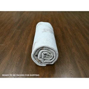 9'2"x12' Bone White, Hand Knotted, Minimalist Swedish Design, Flat Weave with Pile, 100% Wool, Oriental Rug FWR62004