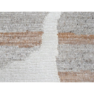 8'2"x10' Alabaster White, Minimalist Swedish Design, Flat Weave with Pile, Hand Knotted, Natural Wool, Oriental Rug FWR62010