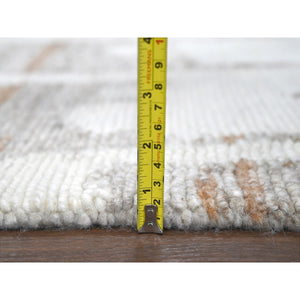 2'2"x3' Swan White, Minimalist Swedish Design, Flat Weave with Pile, Hand Knotted, Organic Wool, Mat, Sample, Oriental Rug FWR62016