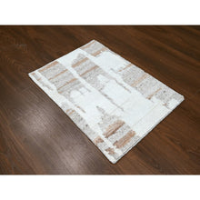 Load image into Gallery viewer, 2&#39;1&quot;x3&#39; Parchment White, Minimalist Swedish Design, Flat Weave with Pile, Hand Knotted, Organic Wool, Mat, Sample, Oriental Rug FWR62022