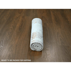2'1"x3' Parchment White, Minimalist Swedish Design, Flat Weave with Pile, Hand Knotted, Organic Wool, Mat, Sample, Oriental Rug FWR62022