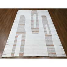 Load image into Gallery viewer, 9&#39;3&quot;x12&#39; Bone White, Minimalist Swedish Design, Flat Weave with Pile, Hand Knotted, 100% Wool, Oriental Rug FWR62028