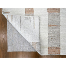 Load image into Gallery viewer, 9&#39;3&quot;x12&#39; Bone White, Minimalist Swedish Design, Flat Weave with Pile, Hand Knotted, 100% Wool, Oriental Rug FWR62028