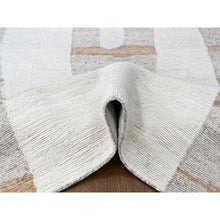 Load image into Gallery viewer, 9&#39;3&quot;x12&#39; Bone White, Minimalist Swedish Design, Flat Weave with Pile, Hand Knotted, 100% Wool, Oriental Rug FWR62028