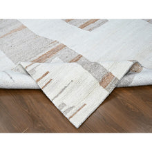 Load image into Gallery viewer, 9&#39;3&quot;x12&#39; Bone White, Minimalist Swedish Design, Flat Weave with Pile, Hand Knotted, 100% Wool, Oriental Rug FWR62028