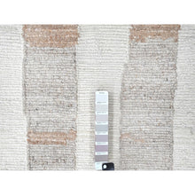 Load image into Gallery viewer, 9&#39;3&quot;x12&#39; Bone White, Minimalist Swedish Design, Flat Weave with Pile, Hand Knotted, 100% Wool, Oriental Rug FWR62028