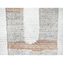 Load image into Gallery viewer, 9&#39;3&quot;x12&#39; Bone White, Minimalist Swedish Design, Flat Weave with Pile, Hand Knotted, 100% Wool, Oriental Rug FWR62028