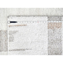 Load image into Gallery viewer, 9&#39;3&quot;x12&#39; Bone White, Minimalist Swedish Design, Flat Weave with Pile, Hand Knotted, 100% Wool, Oriental Rug FWR62028