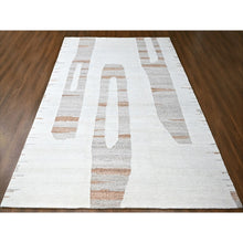 Load image into Gallery viewer, 10&#39;x14&#39;2&quot; Oyster White, Hand Knotted, Minimalist Swedish Design, Flat Weave with Pile, Natural Wool, Oriental Rug FWR62034