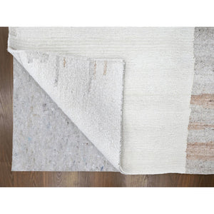 10'x14'2" Oyster White, Hand Knotted, Minimalist Swedish Design, Natural Wool, Oriental Rug FWR62034