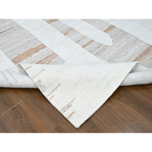 Load image into Gallery viewer, 10&#39;x14&#39;2&quot; Oyster White, Hand Knotted, Minimalist Swedish Design, Flat Weave with Pile, Natural Wool, Oriental Rug FWR62034