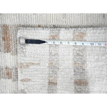 Load image into Gallery viewer, 2&#39;2&quot;x3&#39; Parchment White, Minimalist Swedish Design, Flat Weave with Pile, Hand Knotted, Organic Wool, Mat, Sample, Oriental Rug FWR62040