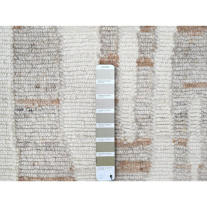 2'2"x3' Lace White, Minimalist Swedish Design, Flat Weave with Pile, Hand Knotted, 100% Wool, Mat, Sample, Oriental Rug FWR62046