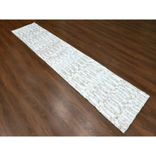 Load image into Gallery viewer, 2&#39;6&quot;x11&#39;10&quot; Bone White, Minimalist Swedish Design, Hand Knotted, Pure Wool, Runner, Oriental Rug FWR62058