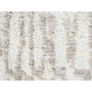 2'x3' Chiffon White, Minimalist Swedish Design, Hand Knotted, Natural Wool, Sample, Mat, Oriental Rug FWR62064