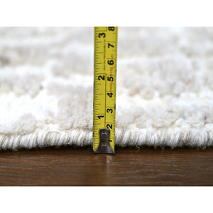 2'x3' Chiffon White, Minimalist Swedish Design, Hand Knotted, Natural Wool, Sample, Mat, Oriental Rug FWR62064