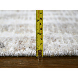 2'6"x7'9" Alabaster White, Minimalist Swedish Design, Hand Knotted, 100% Wool, Runner, Oriental Rug FWR62070