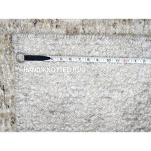 Load image into Gallery viewer, 2&#39;6&quot;x7&#39;9&quot; Alabaster White, Minimalist Swedish Design, Hand Knotted, 100% Wool, Runner, Oriental Rug FWR62070