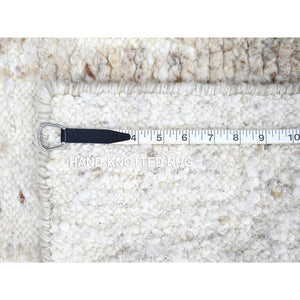 2'x3' Oyster White, Minimalist Swedish Design, Hand Knotted, Pure Wool, Sample, Mat, Oriental Rug FWR62088