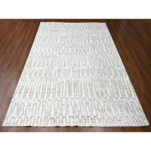 10'x13'10" Bone White, Minimalist Swedish Design, Hand Knotted, Pure Wool, Oriental Rug FWR62094