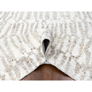 10'x13'10" Bone White, Minimalist Swedish Design, Hand Knotted, Pure Wool, Oriental Rug FWR62094