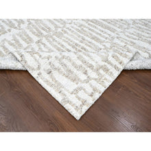 Load image into Gallery viewer, 10&#39;x13&#39;10&quot; Bone White, Minimalist Swedish Design, Hand Knotted, Pure Wool, Oriental Rug FWR62094