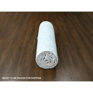 12'2"x15' Alabaster White, Minimalist Swedish Design, Hand Knotted, 100% Wool, XL, Oversized, Oriental Rug FWR62106